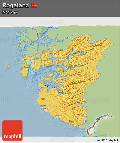 Savanna Style 3D Map of Rogaland, single color outside