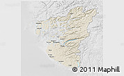 Shaded Relief 3D Map of Rogaland, lighten, desaturated