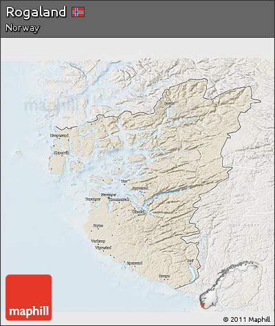 Shaded Relief 3D Map of Rogaland, lighten