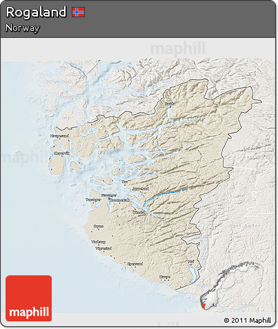 Shaded Relief 3D Map of Rogaland, lighten
