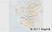 Shaded Relief 3D Map of Rogaland, lighten, semi-desaturated