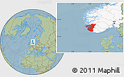 Savanna Style Location Map of Rogaland, highlighted country, hill shading