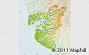 Physical Map of Rogaland, lighten