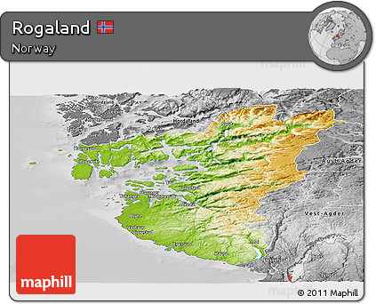 Physical Panoramic Map of Rogaland, desaturated