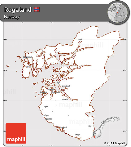 Classic Style Simple Map of Rogaland, cropped outside