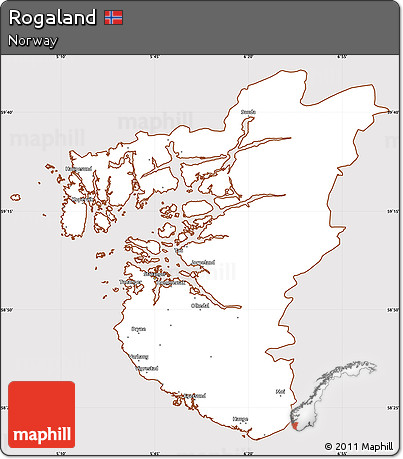 Classic Style Simple Map of Rogaland, cropped outside