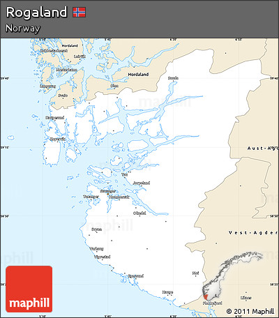Classic Style Simple Map of Rogaland
