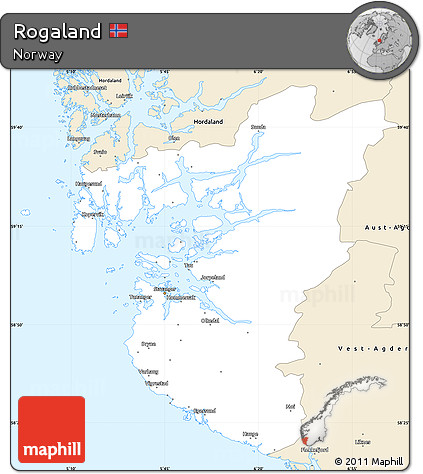 Classic Style Simple Map of Rogaland