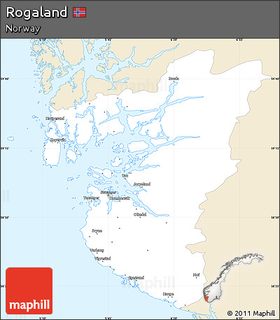 Classic Style Simple Map of Rogaland, single color outside