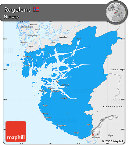 Political Simple Map of Rogaland, single color outside, borders and labels