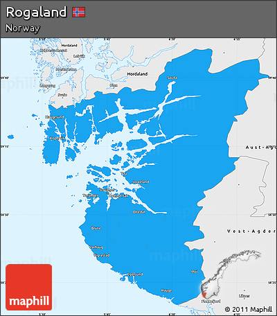 Political Simple Map of Rogaland, single color outside, borders and labels