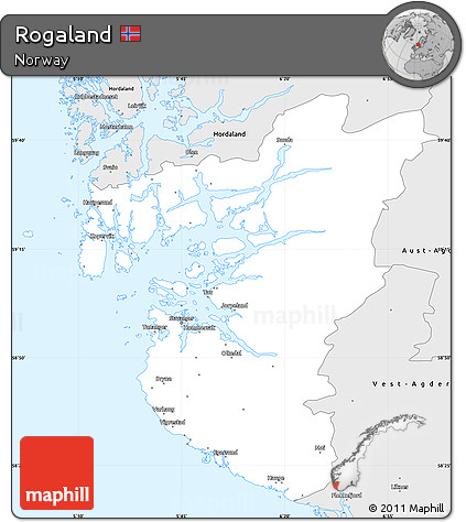 Silver Style Simple Map of Rogaland