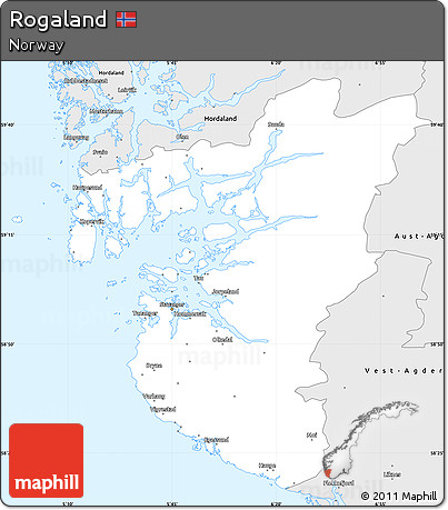 Silver Style Simple Map of Rogaland