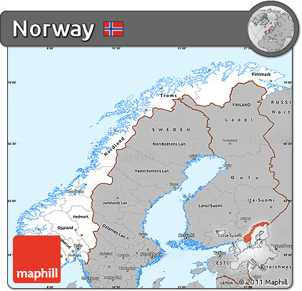 Gray Simple Map of Norway