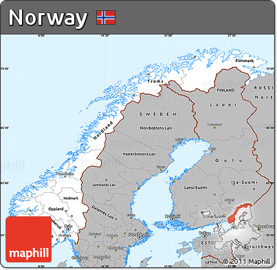 Gray Simple Map of Norway