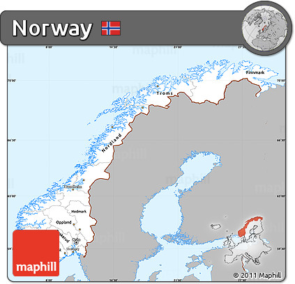 Gray Simple Map of Norway, single color outside
