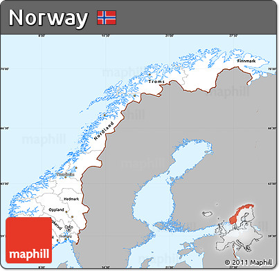 Gray Simple Map of Norway, single color outside