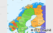 Political Simple Map of Norway, political shades outside