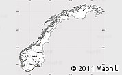 Silver Style Simple Map of Norway, cropped outside