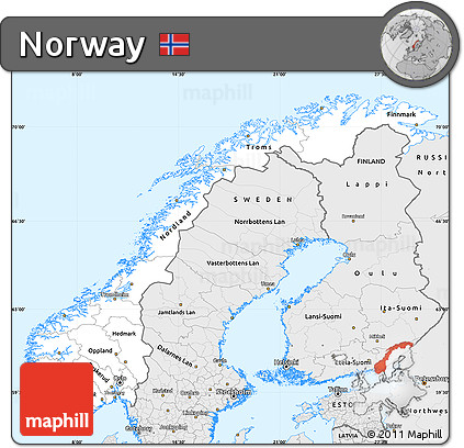 Silver Style Simple Map of Norway
