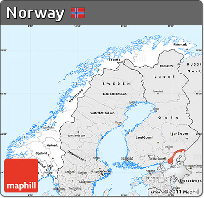 Silver Style Simple Map of Norway