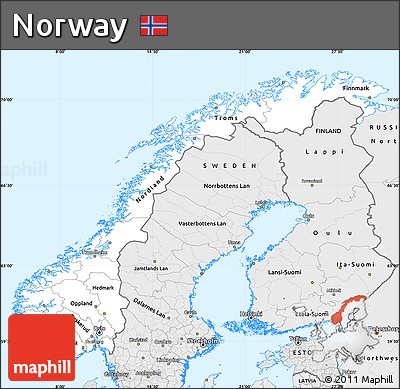 Silver Style Simple Map of Norway