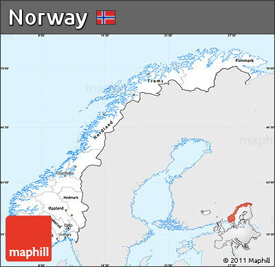 Silver Style Simple Map of Norway, single color outside