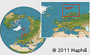 Satellite Location Map of Svalbard, within the entire country