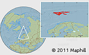 Savanna Style Location Map of Svalbard, hill shading