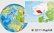 Physical Location Map of Telemark, highlighted country