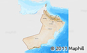 Satellite 3D Map of Oman, single color outside, bathymetry sea