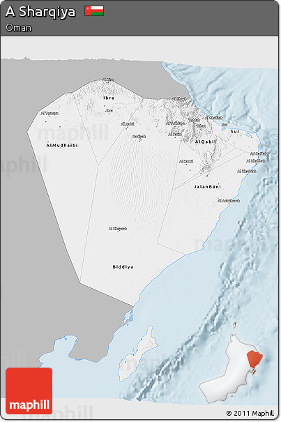 Gray 3D Map of a Sharqiya, single color outside
