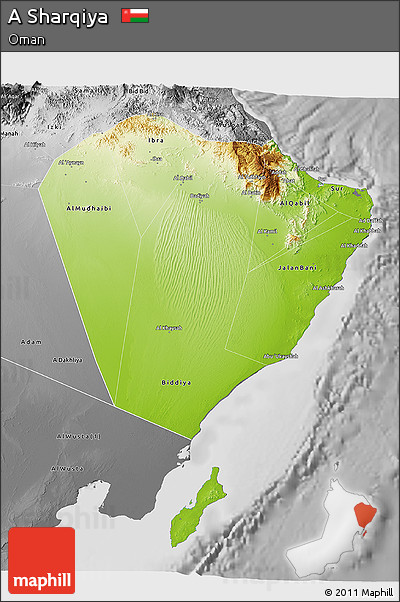 Physical 3D Map of a Sharqiya, desaturated