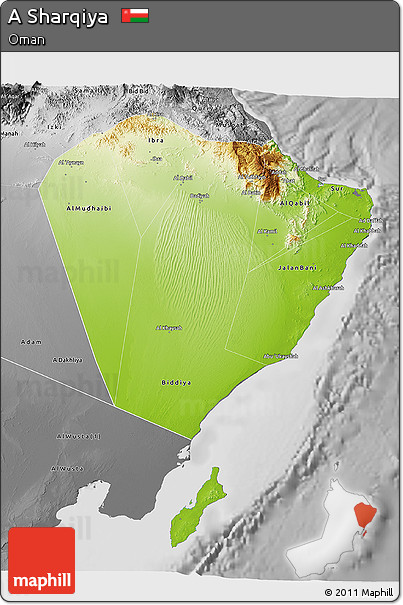 Physical 3D Map of a Sharqiya, desaturated
