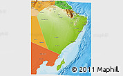 Physical 3D Map of A Sharqiya, political shades outside
