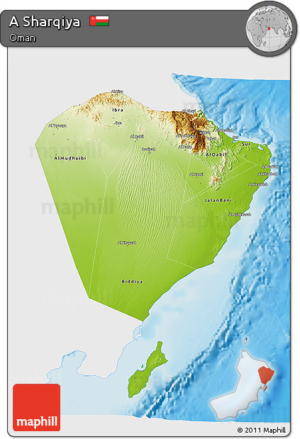 Physical 3D Map of a Sharqiya, single color outside