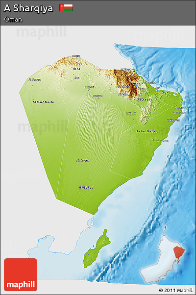 Physical 3D Map of a Sharqiya, single color outside