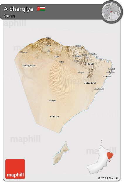 Satellite 3D Map of a Sharqiya, cropped outside