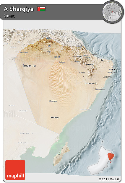 Satellite 3D Map of a Sharqiya, lighten