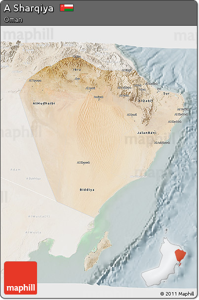 Satellite 3D Map of a Sharqiya, lighten