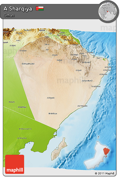 Satellite 3D Map of a Sharqiya, physical outside