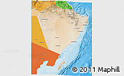 Satellite 3D Map of A Sharqiya, political shades outside