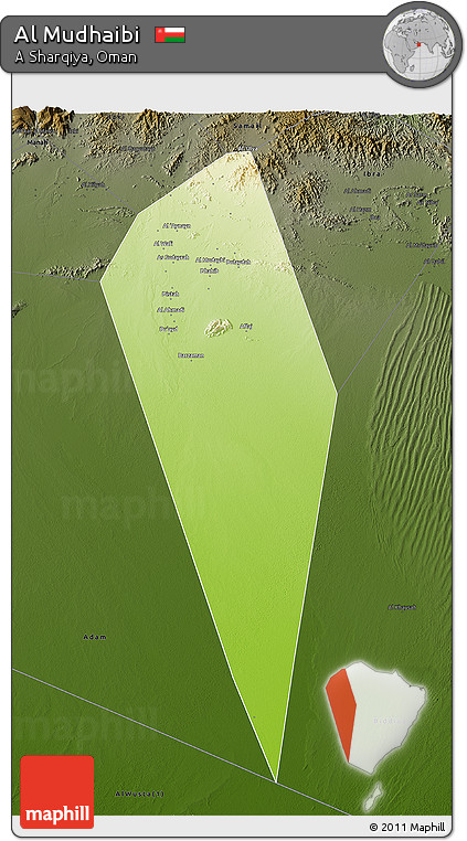 Physical 3D Map of Al Mudhaibi, darken
