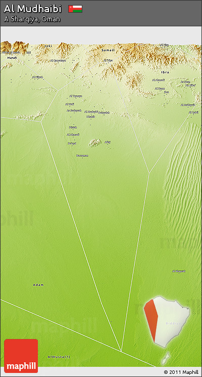 Physical 3D Map of Al Mudhaibi