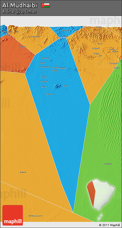 Political 3D Map of Al Mudhaibi