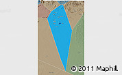 Political 3D Map of Al Mudhaibi, semi-desaturated