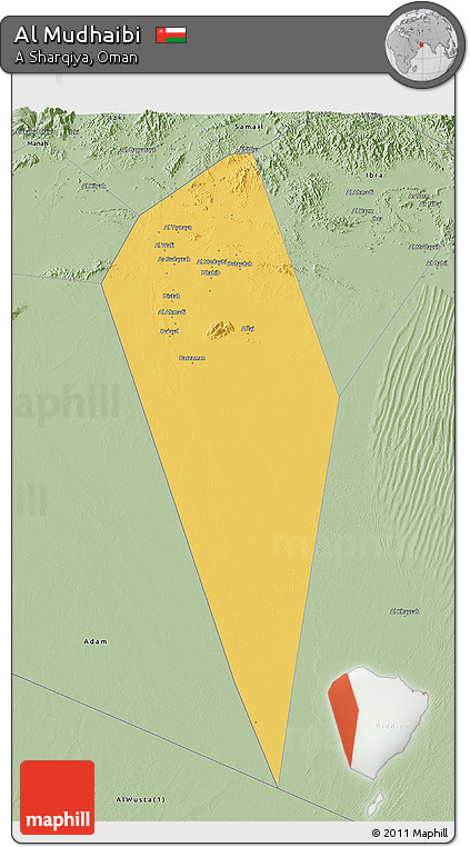 Savanna Style 3D Map of Al Mudhaibi
