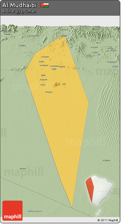 Savanna Style 3D Map of Al Mudhaibi