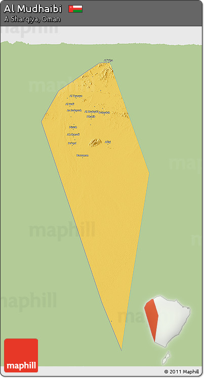 Savanna Style 3D Map of Al Mudhaibi, single color outside