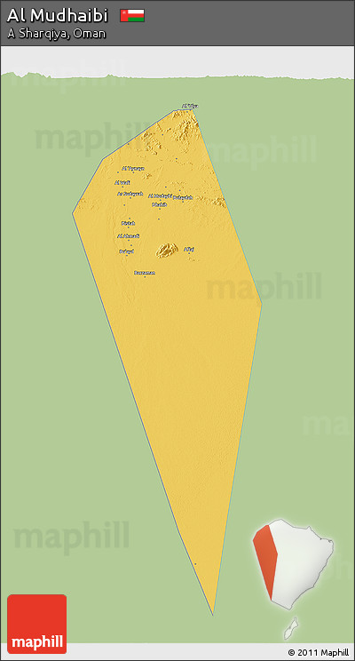 Savanna Style 3D Map of Al Mudhaibi, single color outside